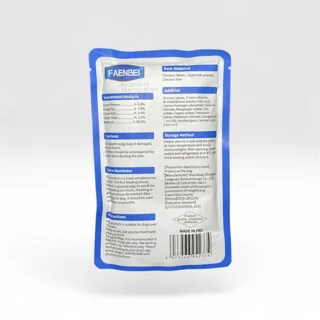 پوچ سگ FAENBEI (فنبی) تکه ای با طعم مرغ، شیر بز و جگر مرغ ۱۳۰ گرم