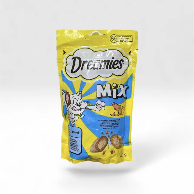 تشویقی گربه Dreamies (دریمیز) Mix با طعم ماهی و پنیر 60 گرم