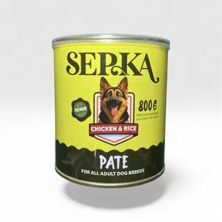 کنسرو سگ بالغ سپکا (Sepka) پته با طعم مرغ و برنج 800 گرم