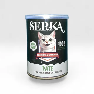 کنسرو گربه بالغ سپکا (Sepka) پته با طعم مرغ و اسفناج 400 گرم