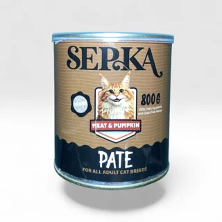کنسرو گربه بالغ سپکا (Sepka) پته با طعم گوشت و کدوحلوایی 800 گرم