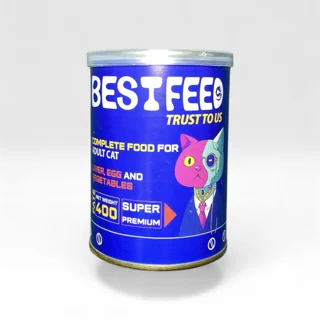 کنسرو گربه بالغ BestFeed (بست فید) پته با طعم جگر، تخم مرغ و سبزیجات 400 گرم