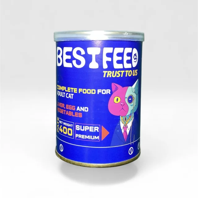 کنسرو گربه بالغ BestFeed (بست فید) پته با طعم جگر، تخم مرغ و سبزیجات 400 گرم