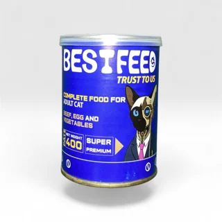 کنسرو گربه بالغ BestFeed (بست فید) پته با طعم گوشت گوساله، تخم مرغ و سبزیجات 400 گرم
