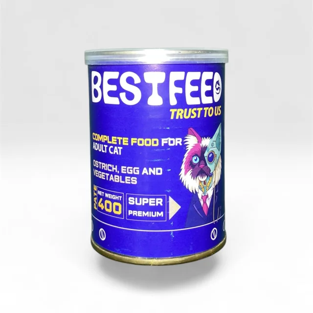 کنسرو گربه بالغ BestFeed (بست فید) پته با طعم گوشت شترمرغ، تخم مرغ و سبزیجات 400 گرم