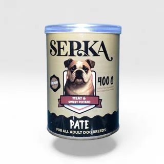 کنسرو سگ بالغ سپکا (Sepka) پته با طعم گوشت و سیب زمینی شیرین 400 گرم